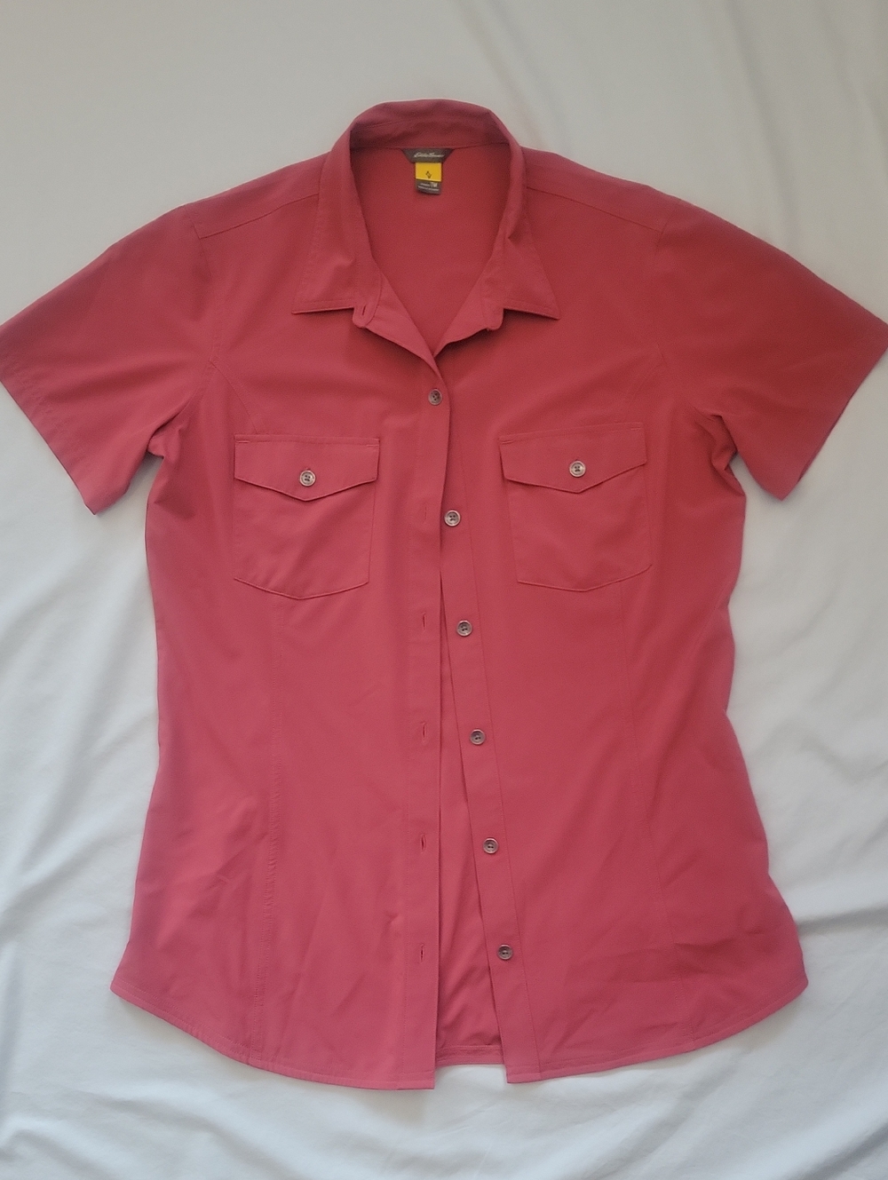 Eddie Bauer Coral Button-Down Short Sleeve Shirt